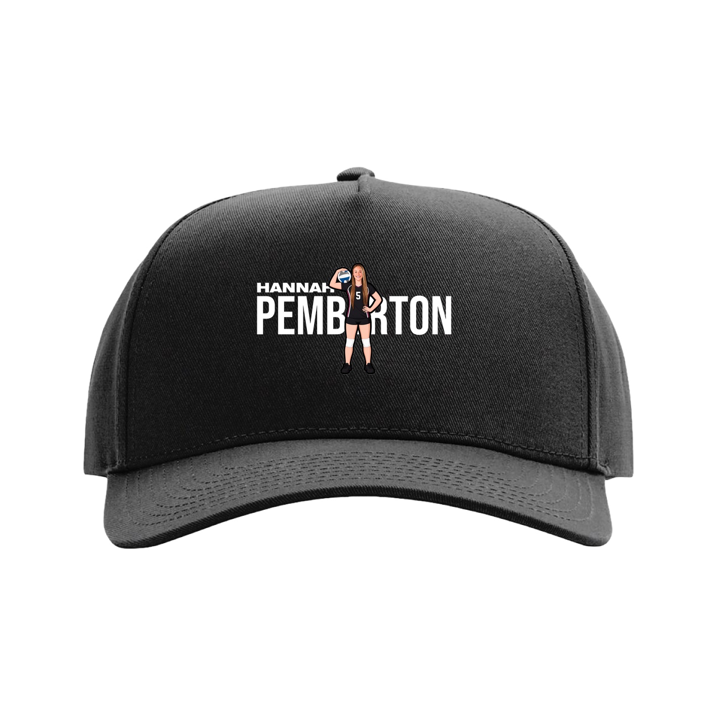 Full Fabric Five-Panel Champ Cap — Player Name in Black