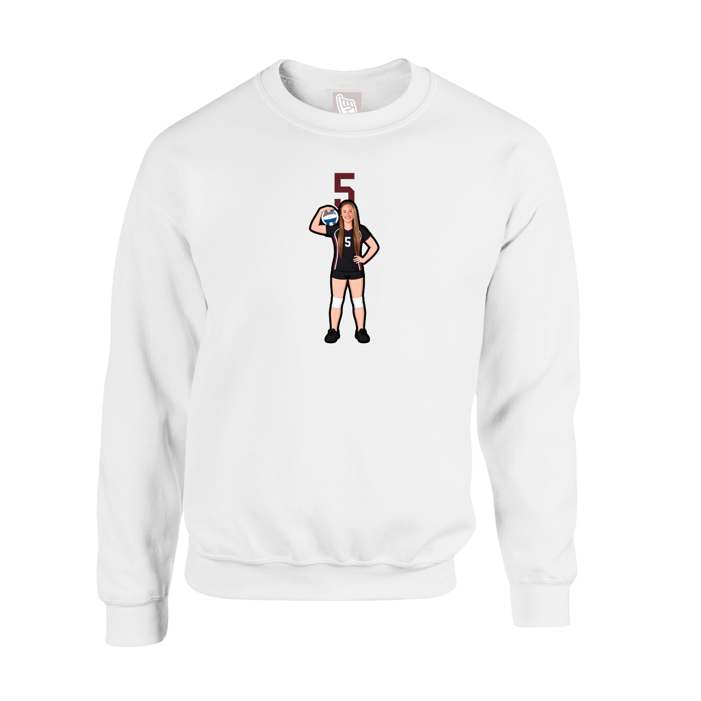 Fleece Crew — Number Top in White