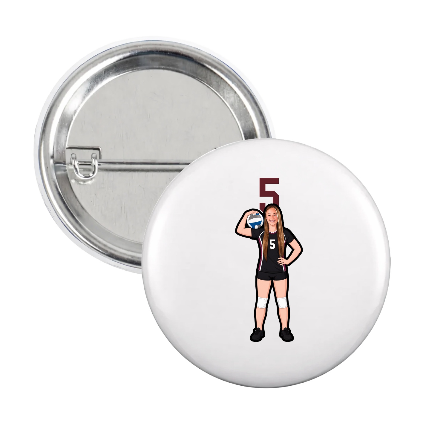 Game Day Button — Number Top in White