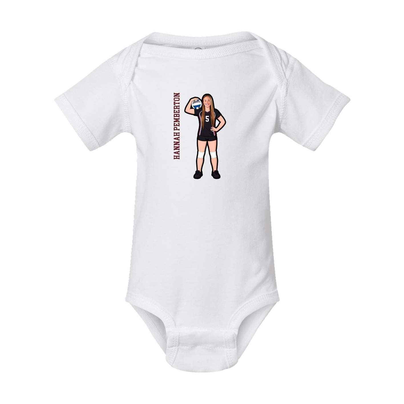 Baby Onesie — Name Vertical in White