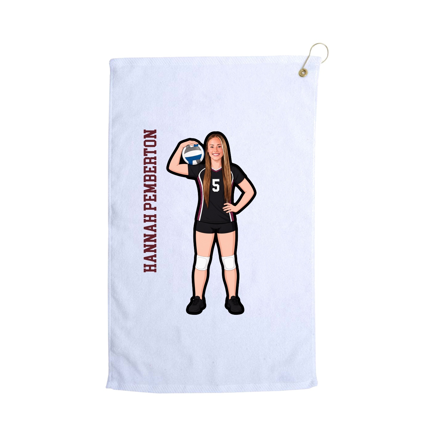 Golf Towel — Name Vertical in White