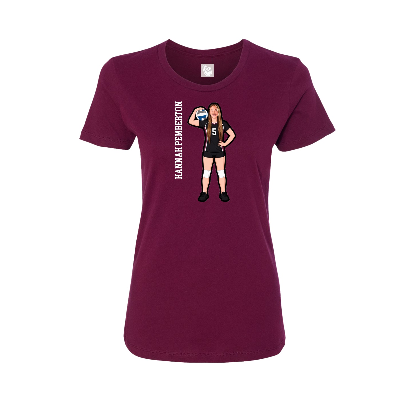Womens Tee — Name Vertical in Maroon