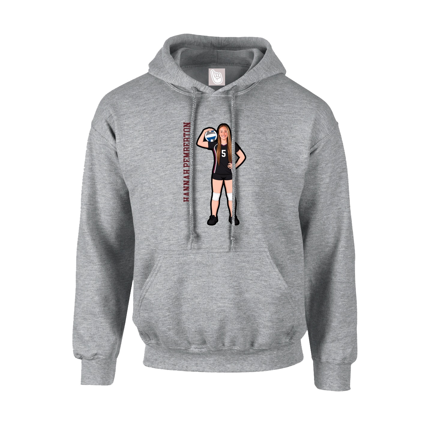 Youth Hoodie — Name Vertical in Grey