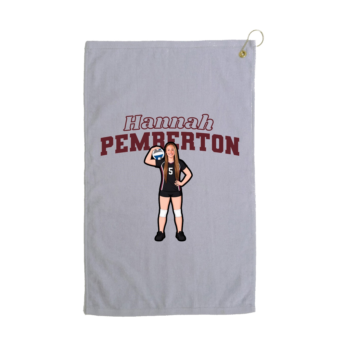 Golf Towel — Name Arch in Grey