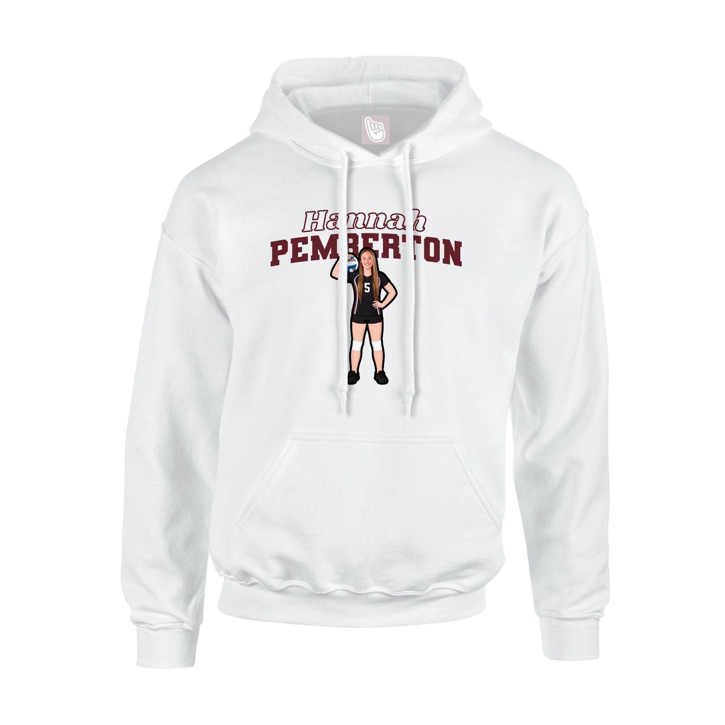 Youth Hoodie — Name Arch in White
