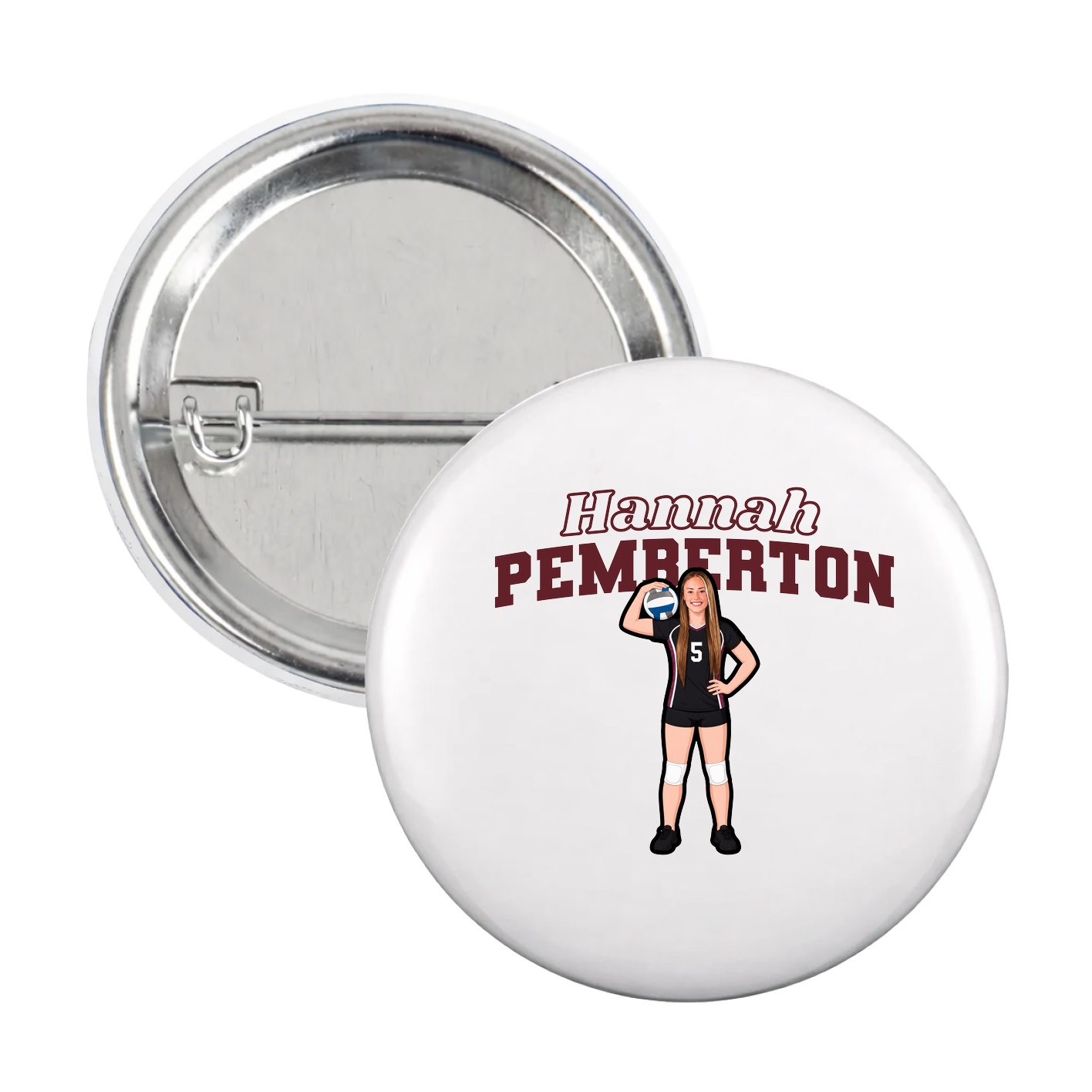 Game Day Button — Name Arch in White