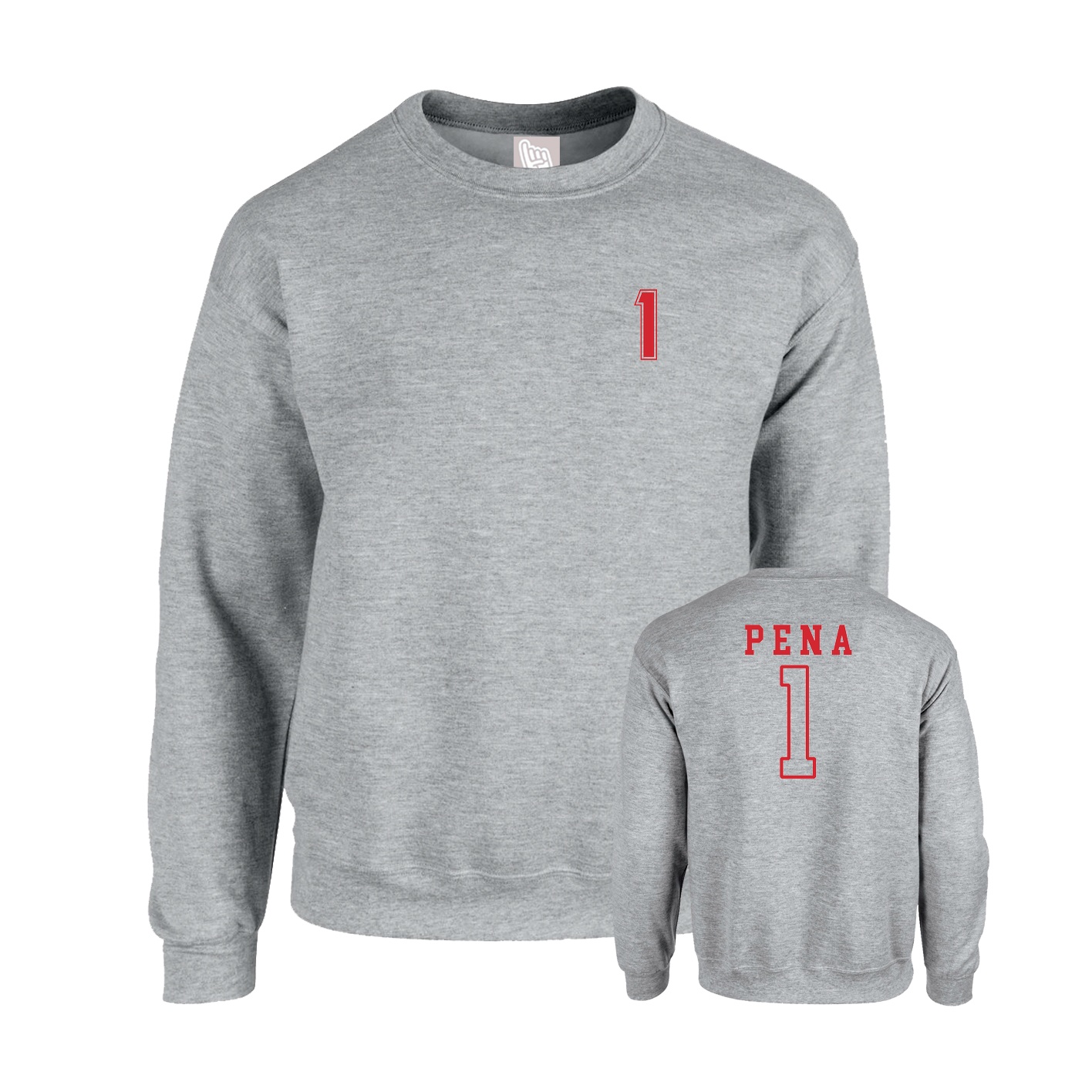 Fleece Crew — Chest Back in Grey