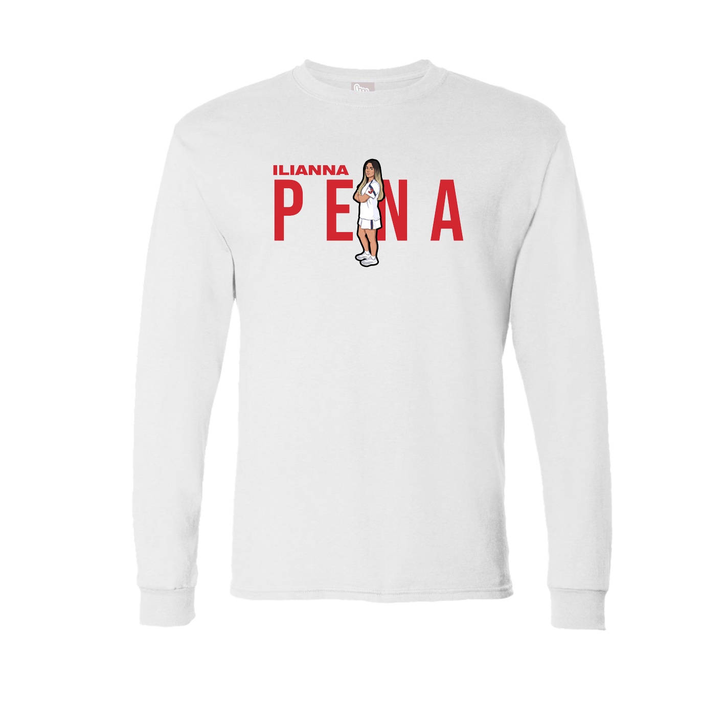 Long Sleeve Tee — Player Name in White