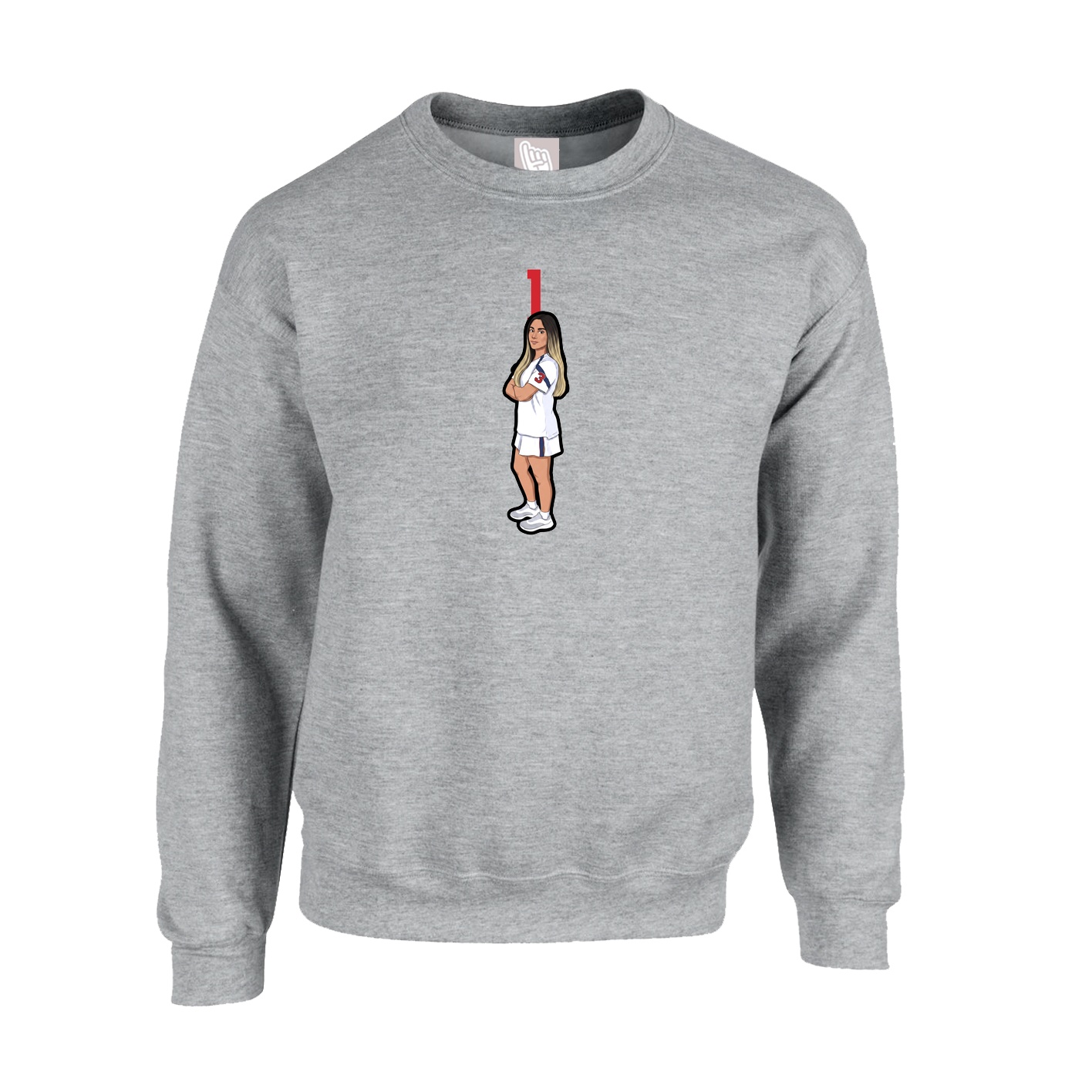 Fleece Crew — Number Top in Grey