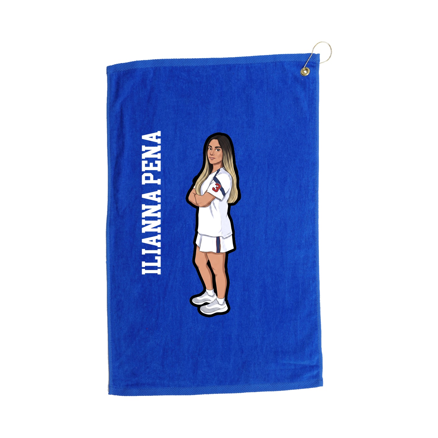 Golf Towel — Name Vertical in Royal