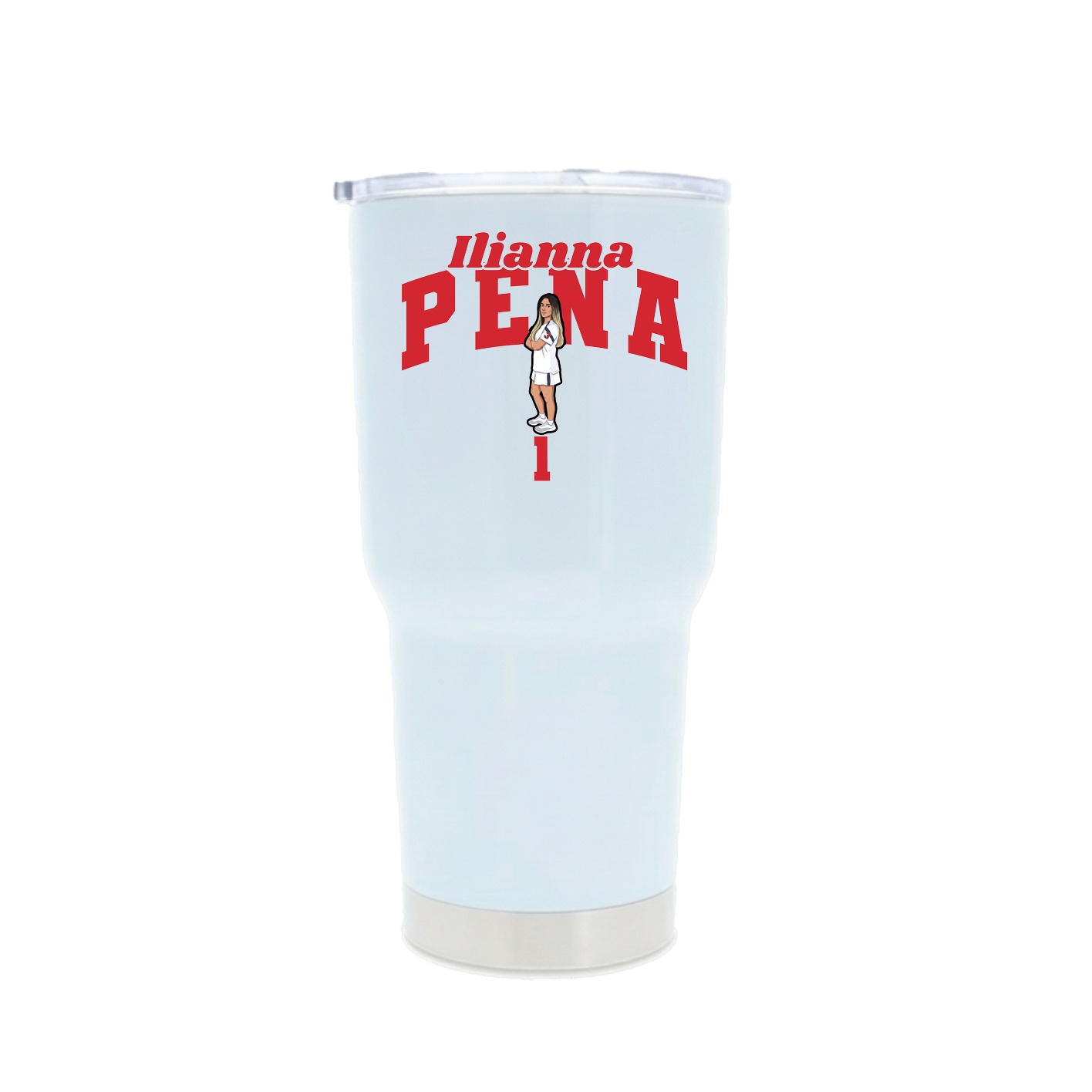 30oz Stainless Steel Tumbler — Signature Arch in White