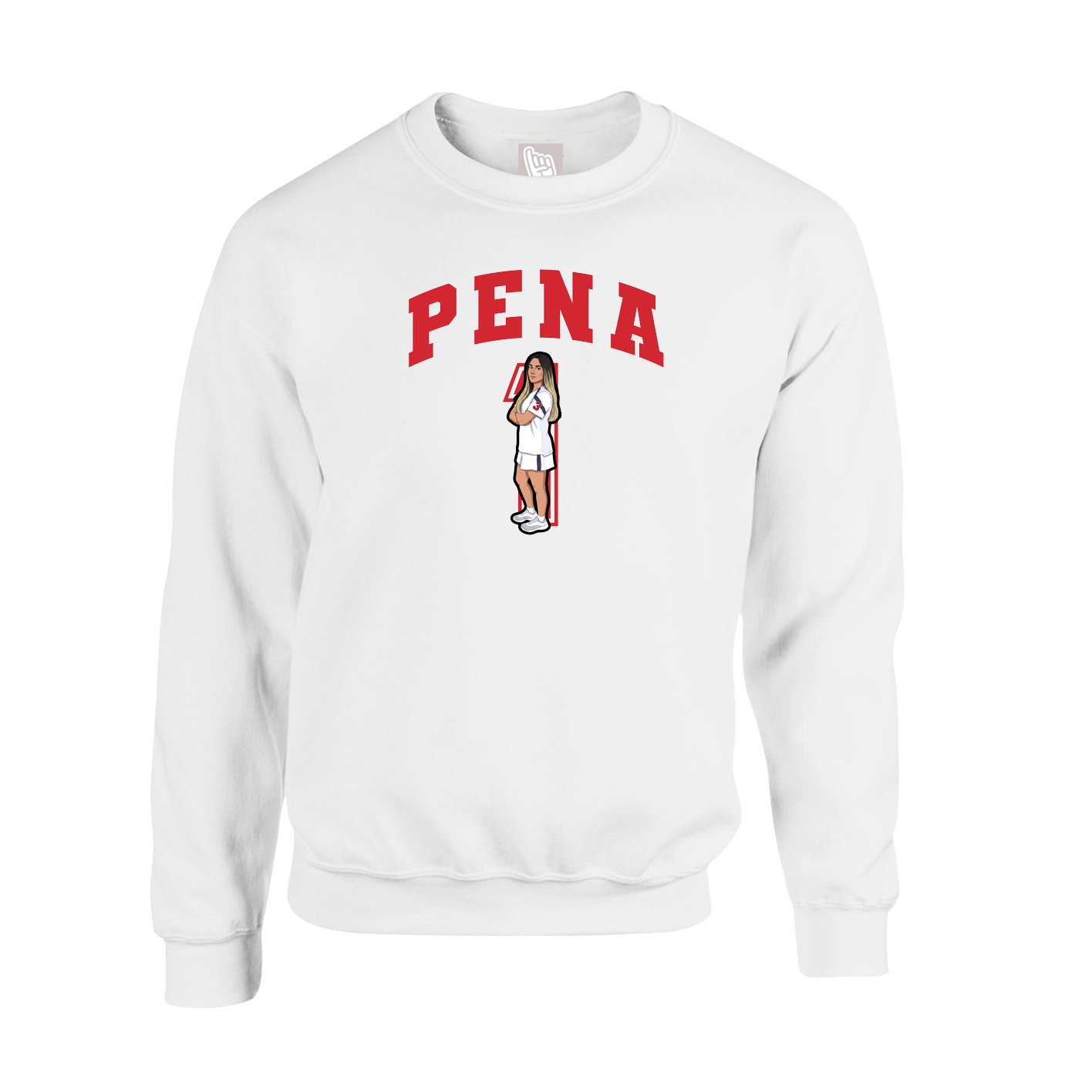 Fleece Crew — Number in White