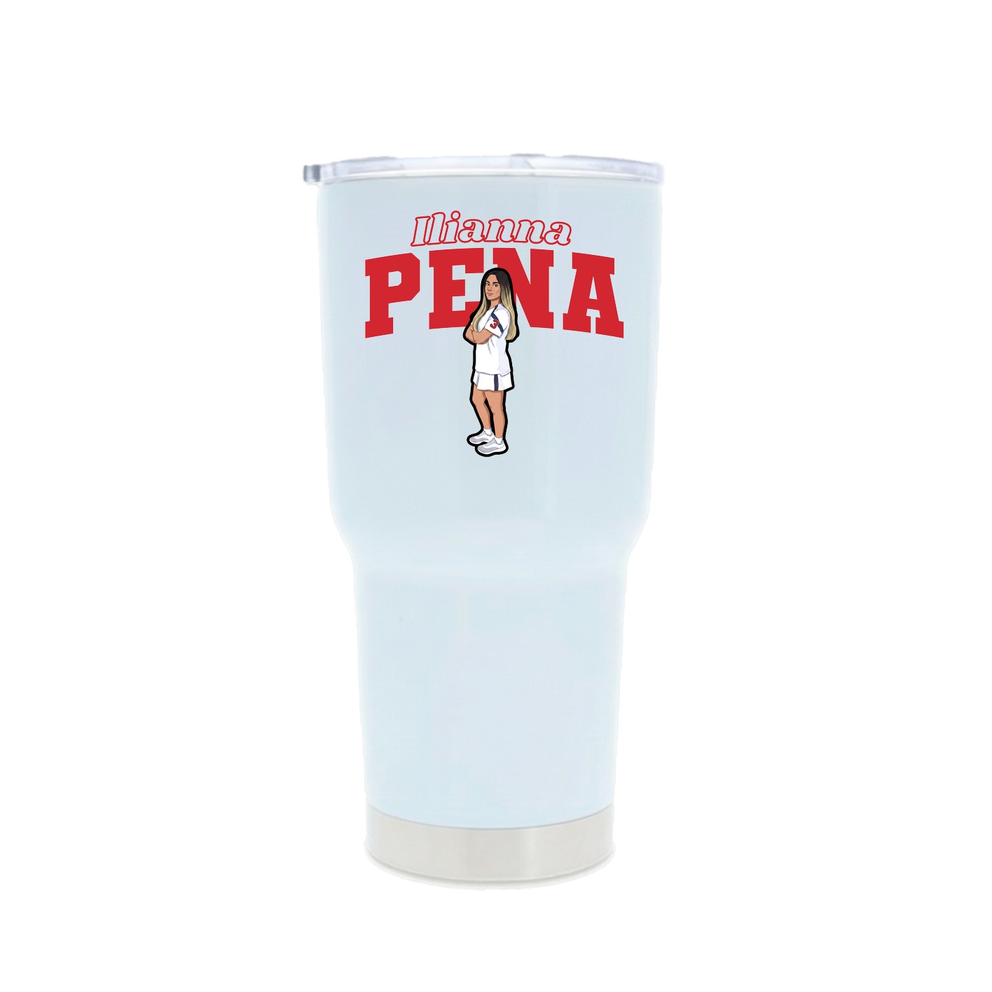 30oz Stainless Steel Tumbler — Name Arch in White