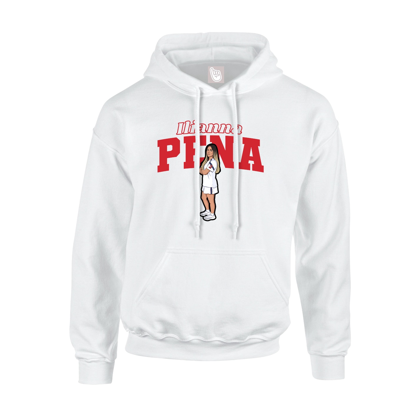 Youth Hoodie — Name Arch in White