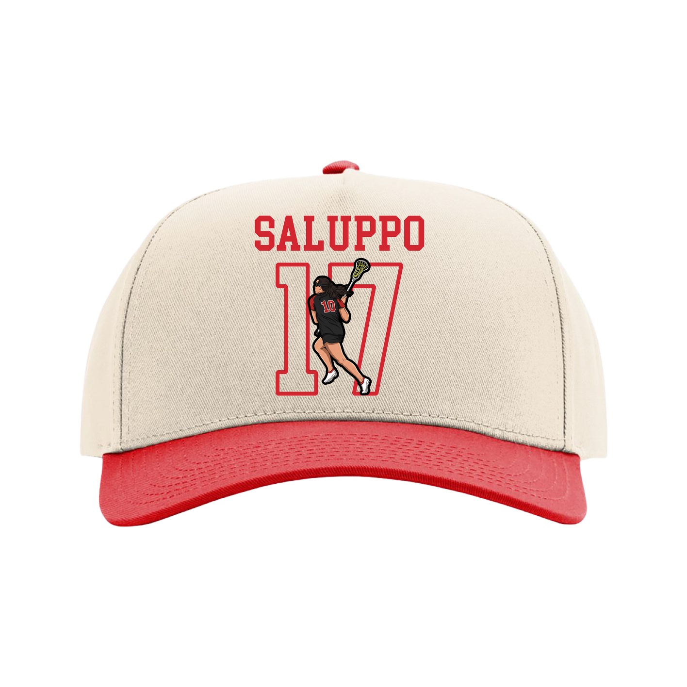 Full Fabric Five-Panel Champ Cap — Shirsey in Cream/Red