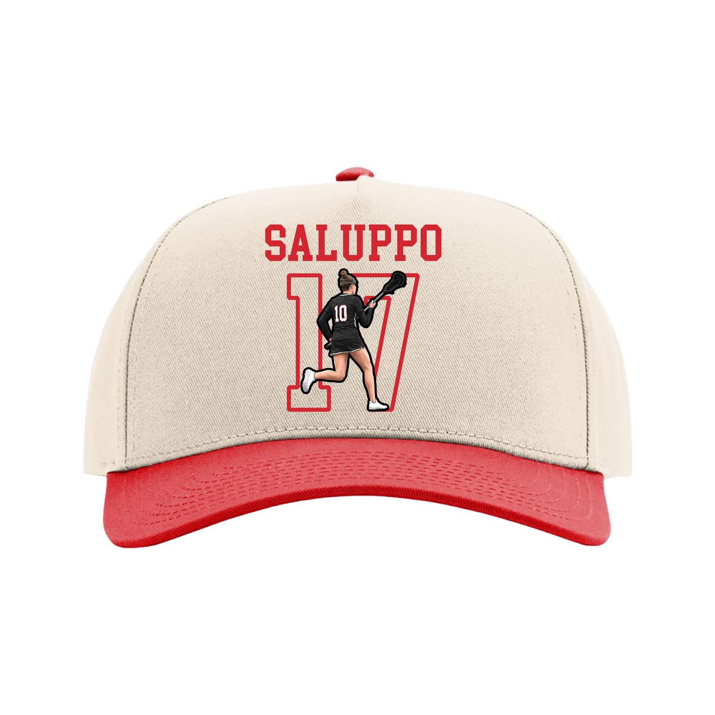 Full Fabric Five-Panel Champ Cap — Shirsey in Cream/Red