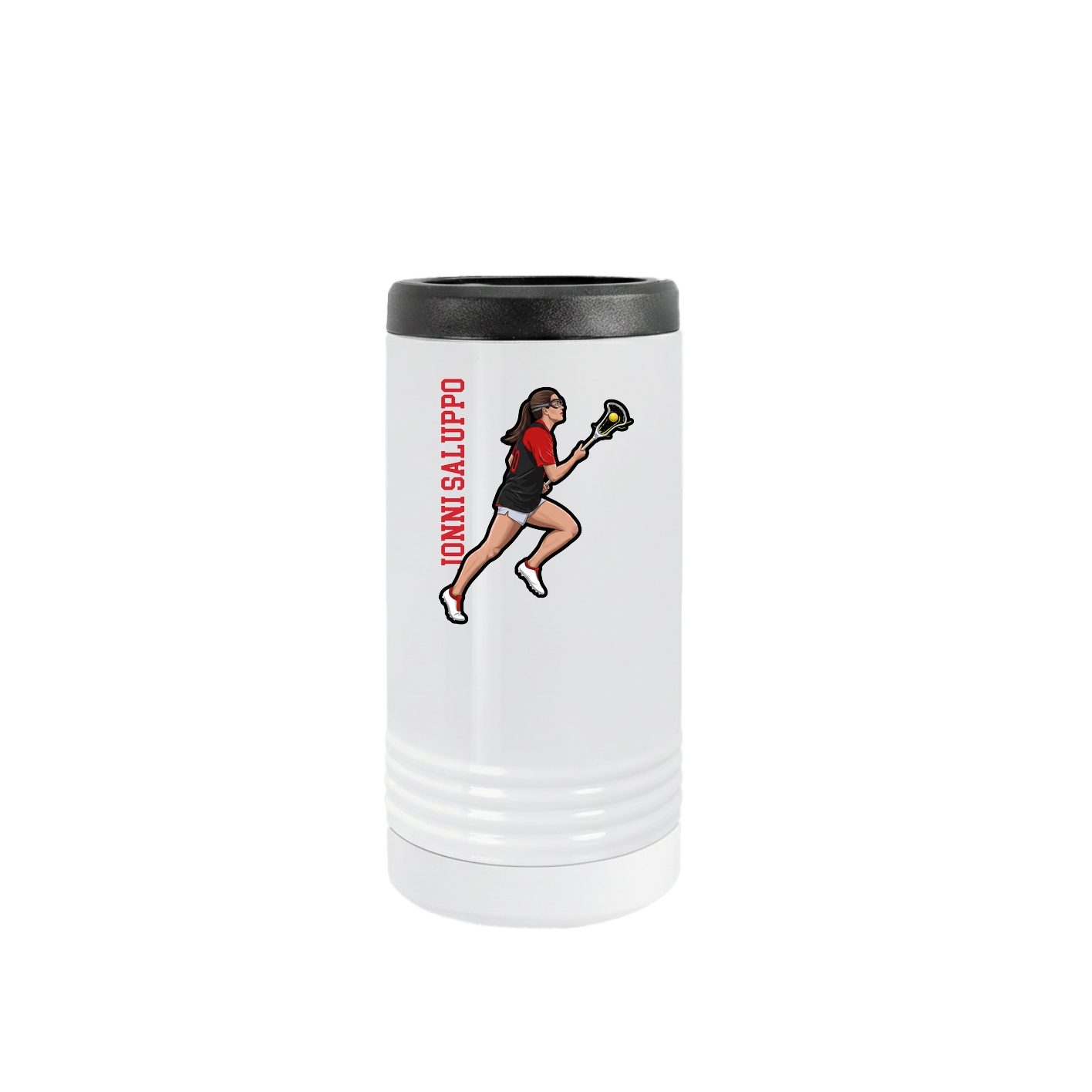 Slim Beverage Holder — Name Vertical in White