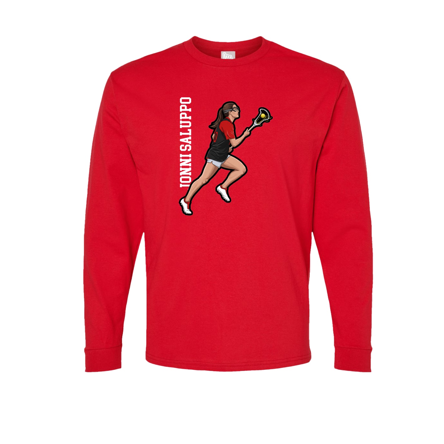 Long Sleeve Tee — Name Vertical in Red