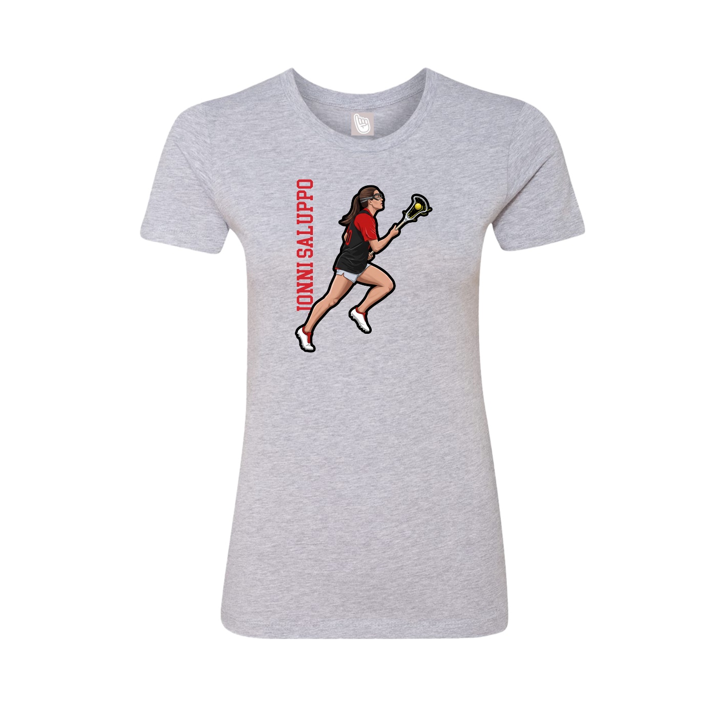 Fitted Women's Tee — Name Vertical in Grey