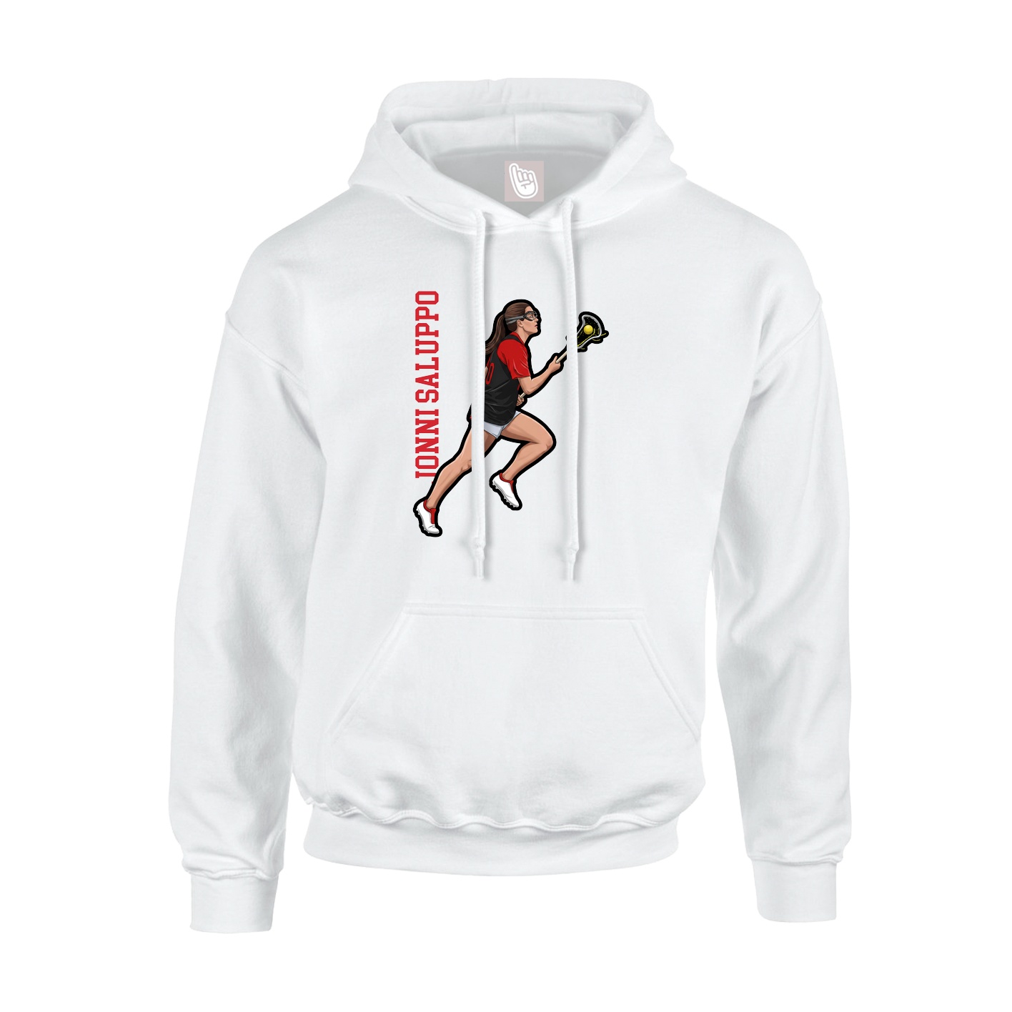 Youth Hoodie — Name Vertical in White
