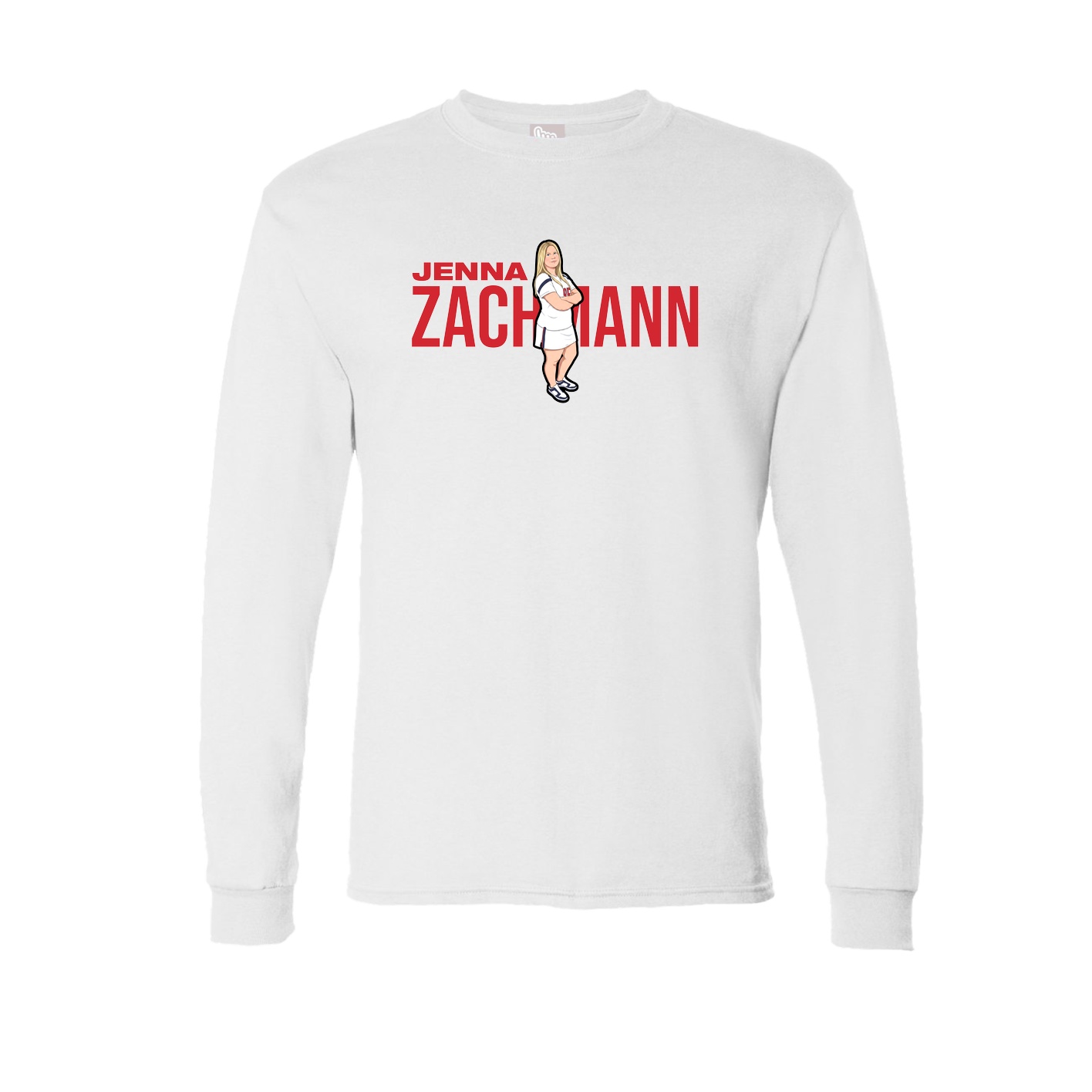 Long Sleeve Tee — Player Name in White