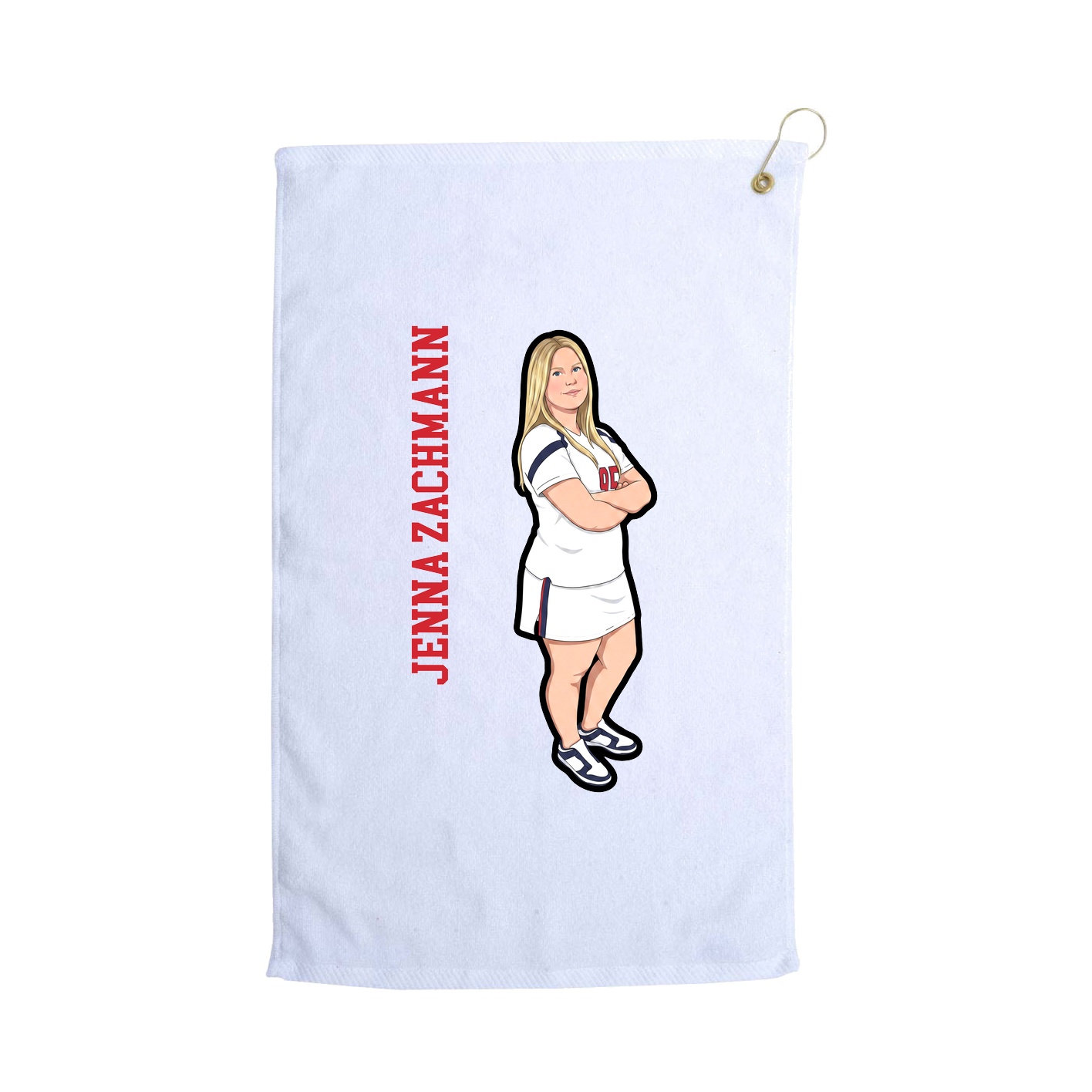 Golf Towel — Name Vertical in White