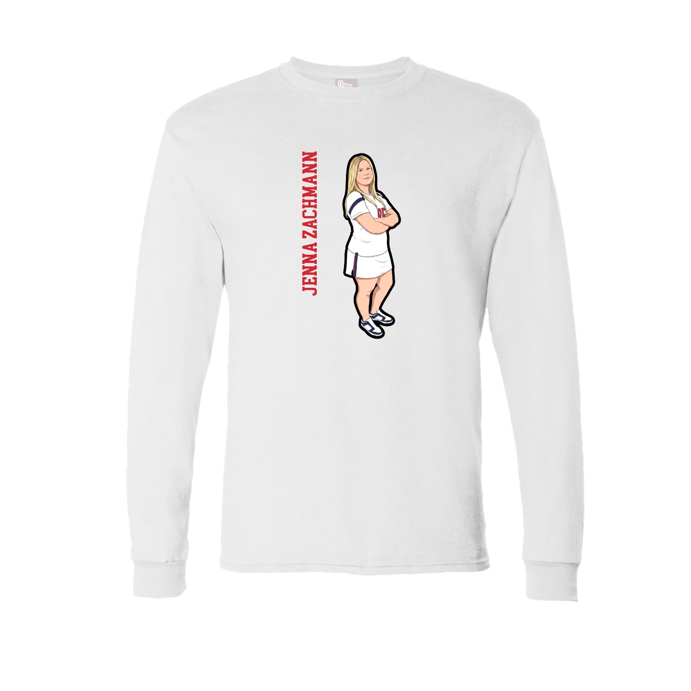 Long Sleeve Tee — Name Vertical in White