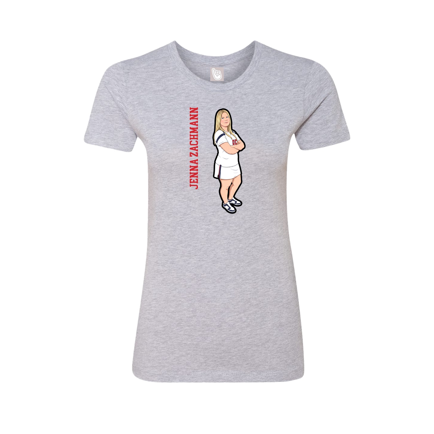 Fitted Women's Tee — Name Vertical in Grey