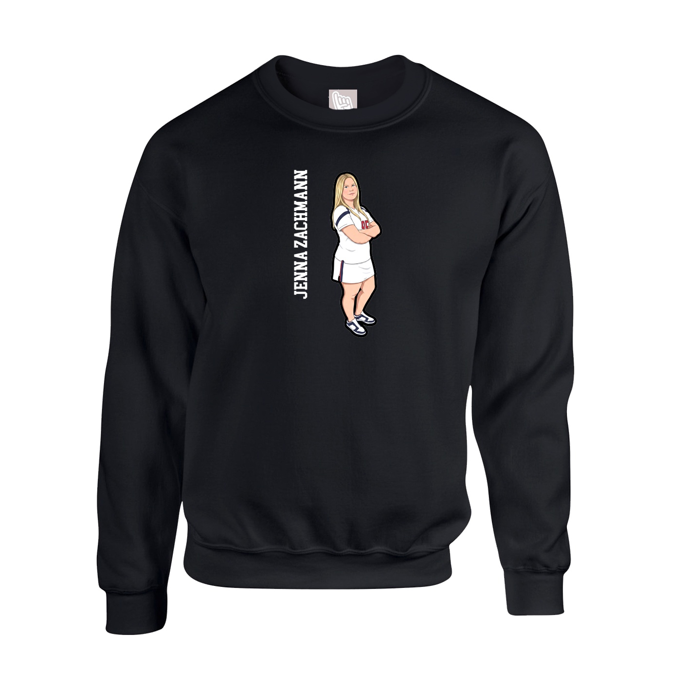 Fleece Crew — Name Vertical in Black