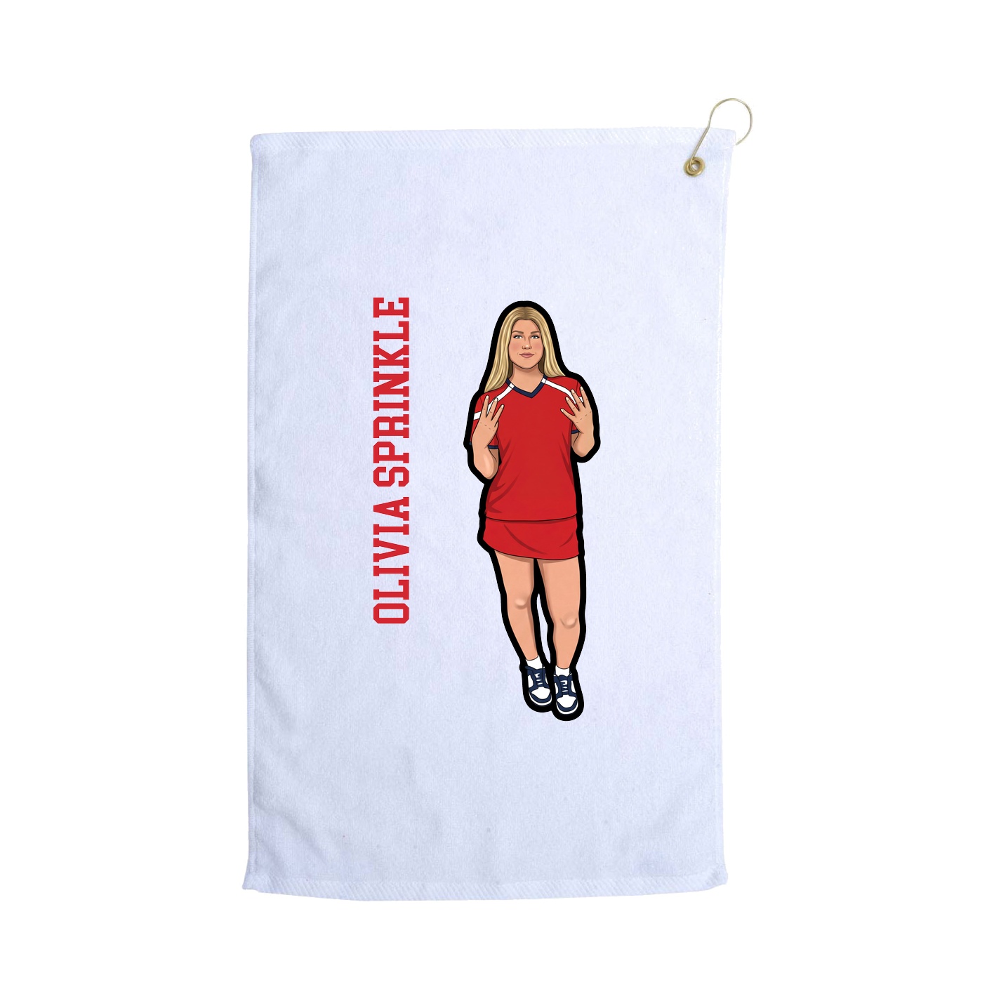 Golf Towel — Name Vertical in White