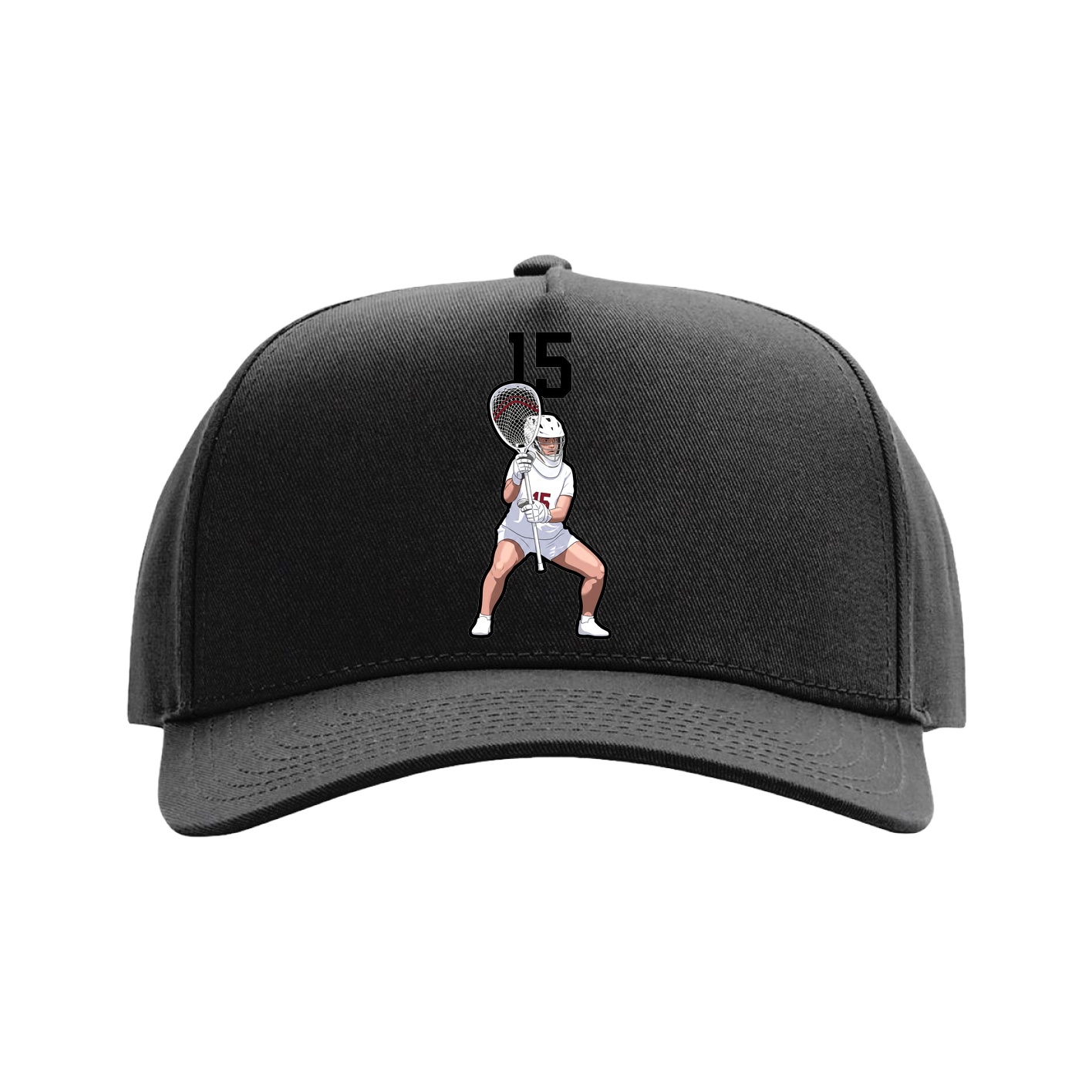 Full Fabric Five-Panel Champ Cap — Number Top in Black