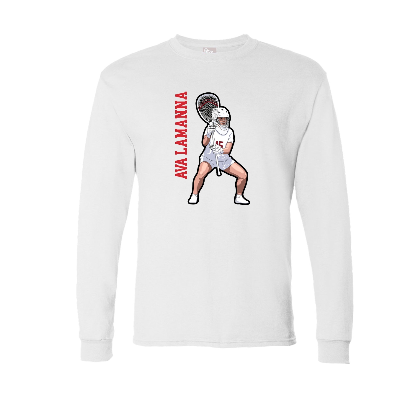 Long Sleeve Tee — Name Vertical in White