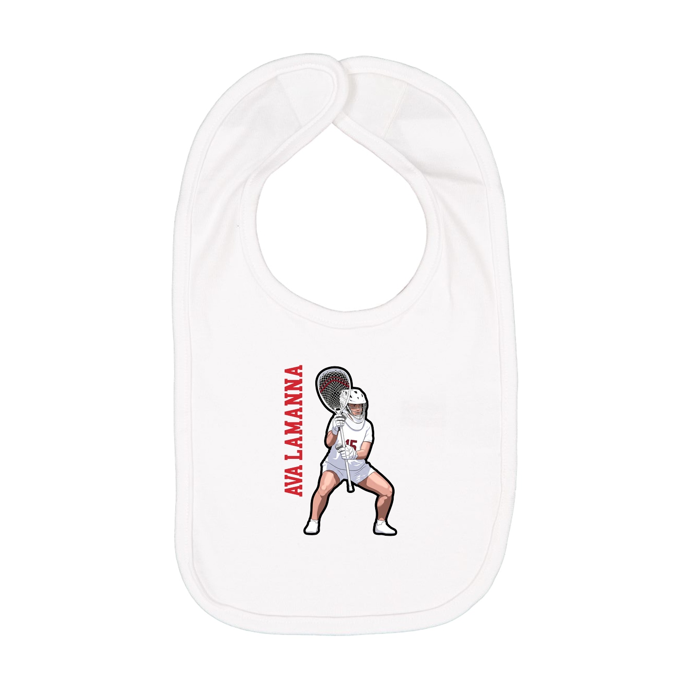 Infant Bib — Name Vertical in White