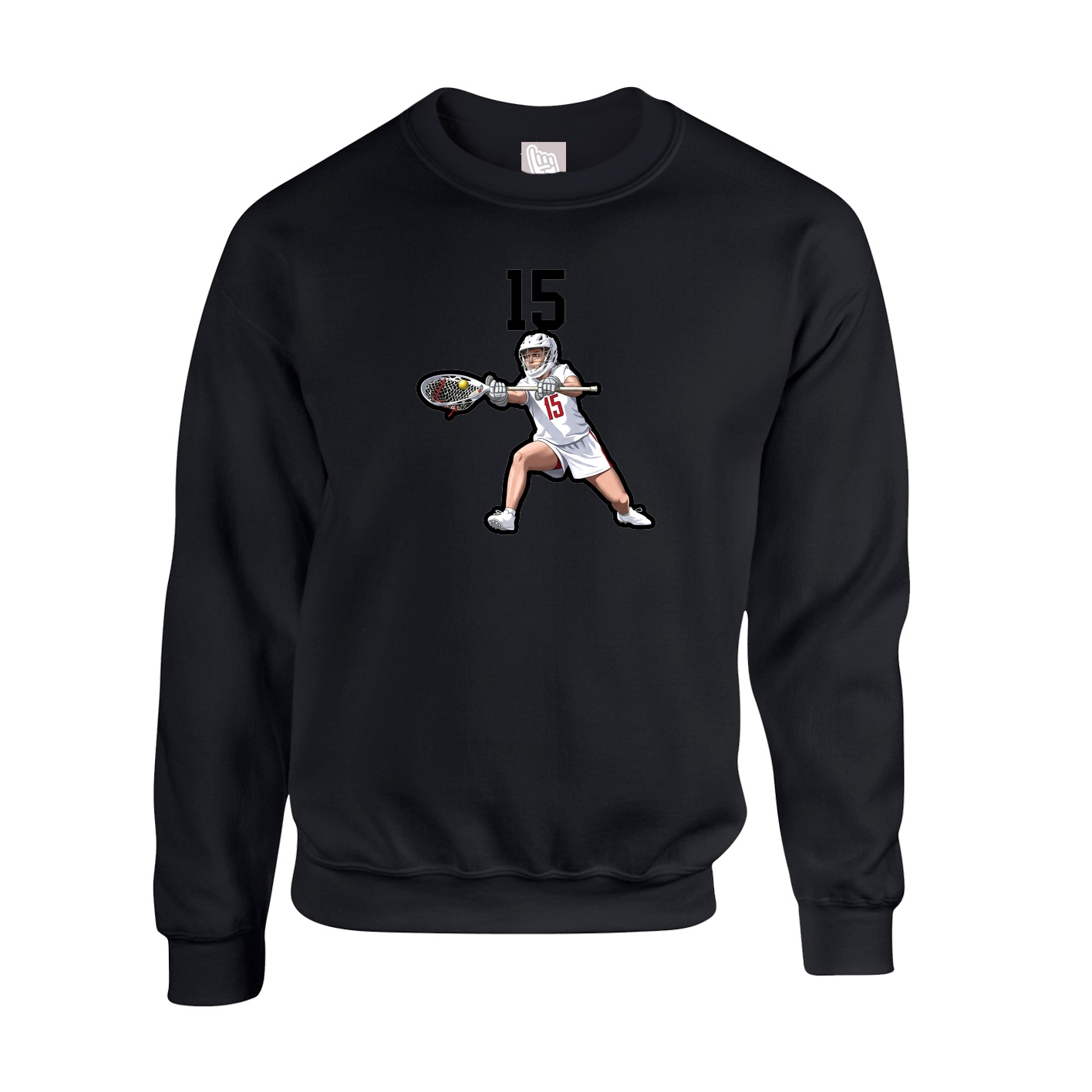 Fleece Crew — Number Top in Black
