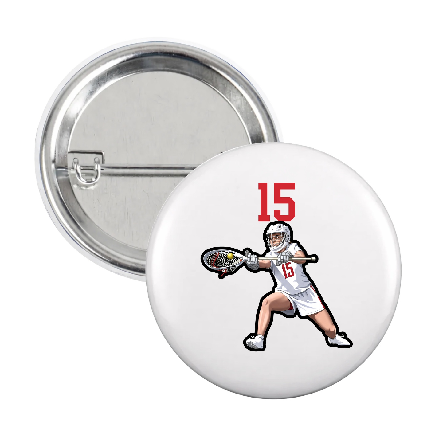 Game Day Button — Number Top in White