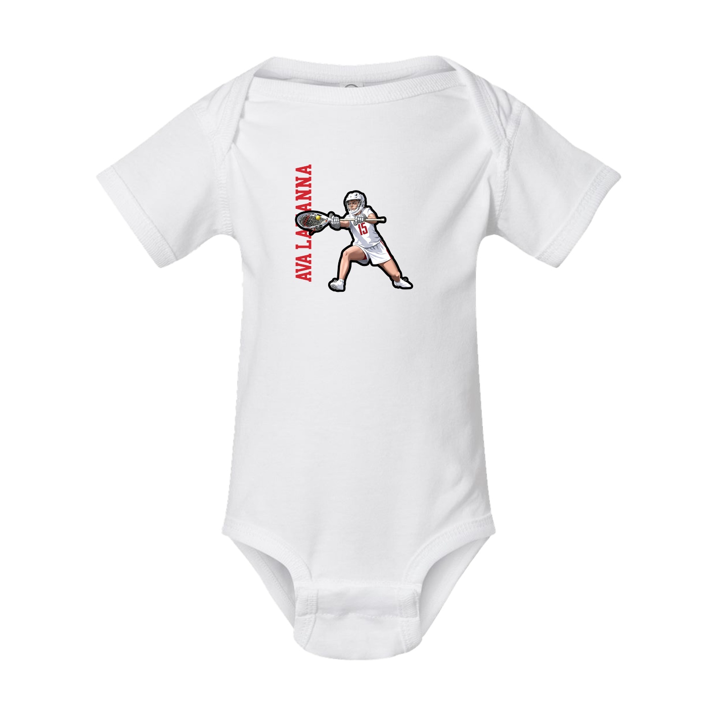Baby Onesie — Name Vertical in White