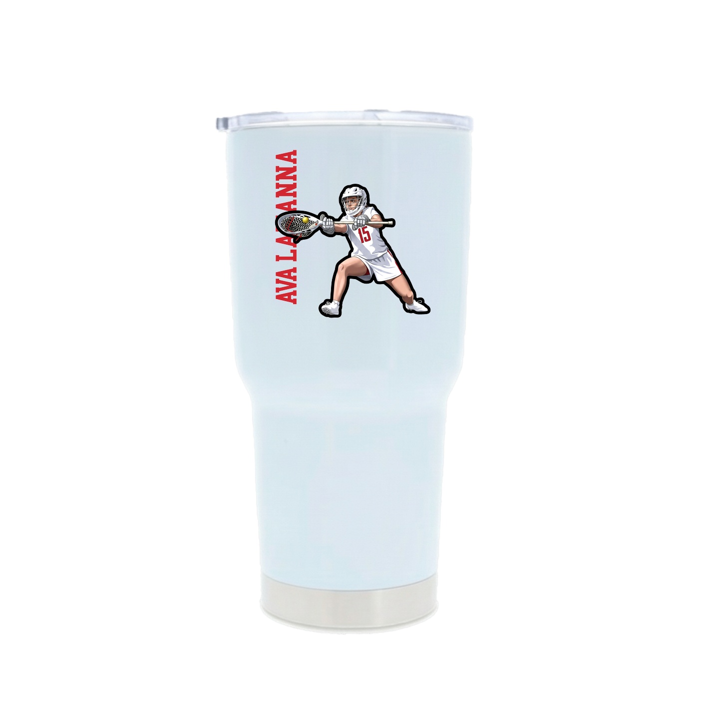 30oz Stainless Steel Tumbler — Name Vertical in White