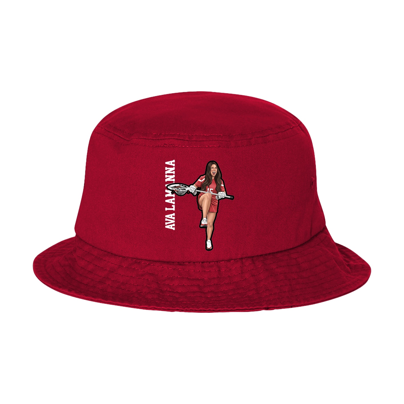Bucket Cap — Name Vertical in Red