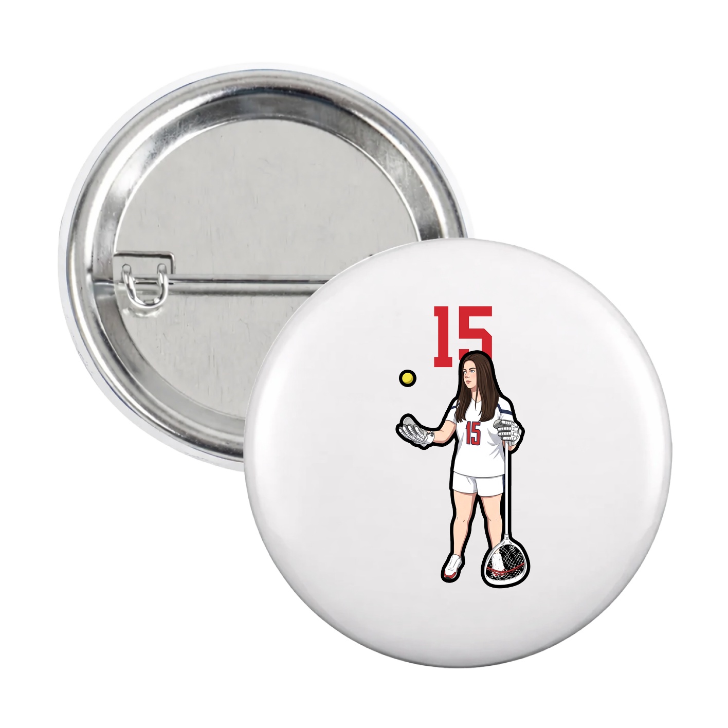 Game Day Button — Number Top in White