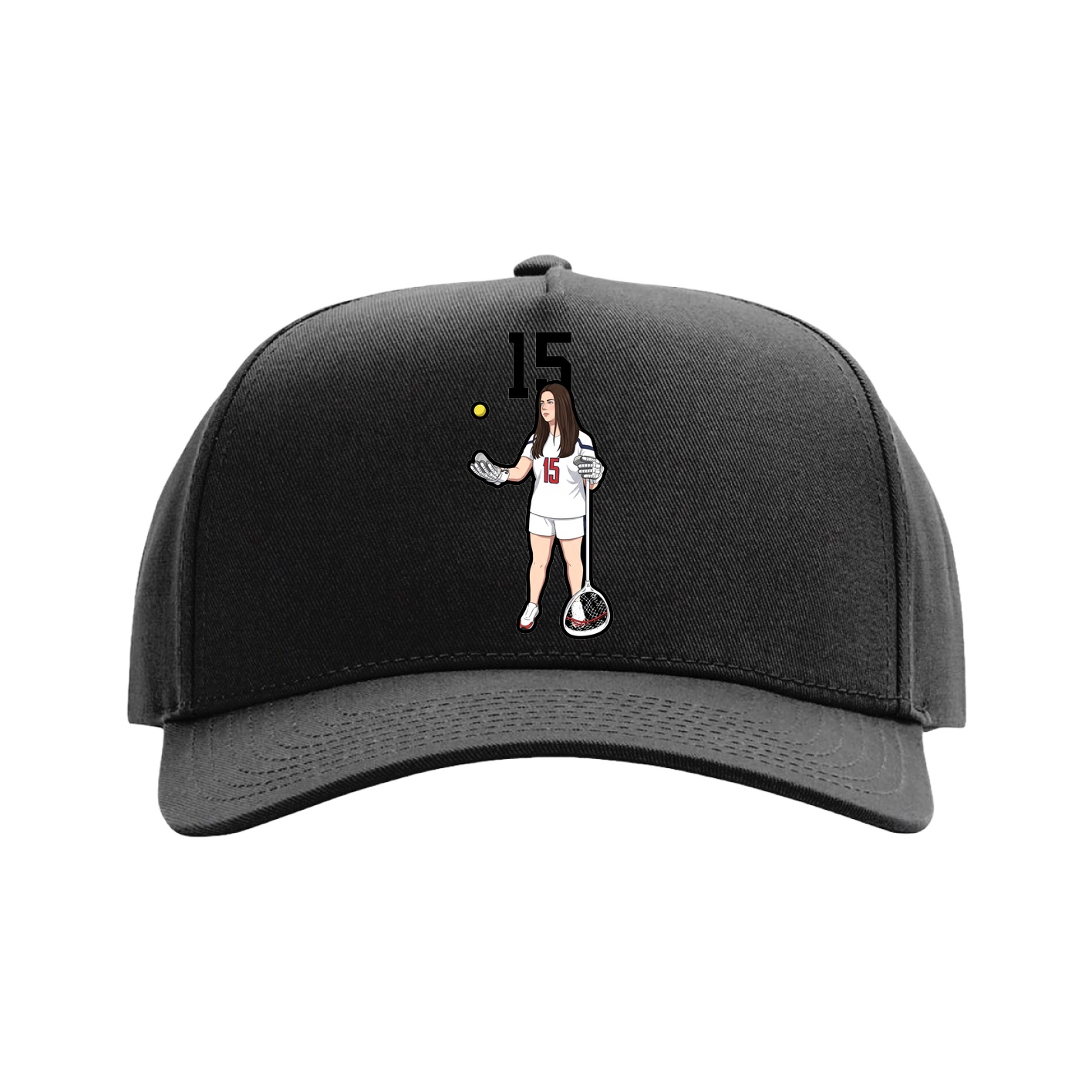 Full Fabric Five-Panel Champ Cap — Number Top in Black