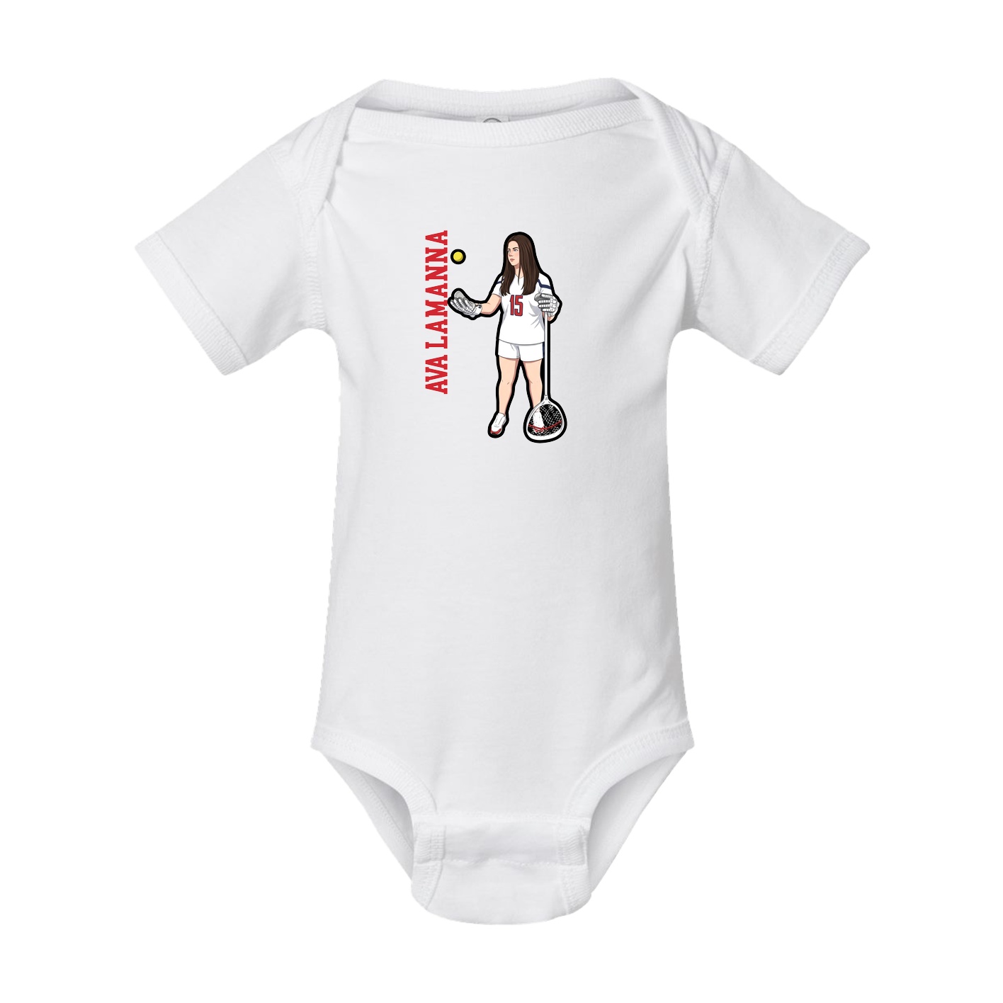 Baby Onesie — Name Vertical in White