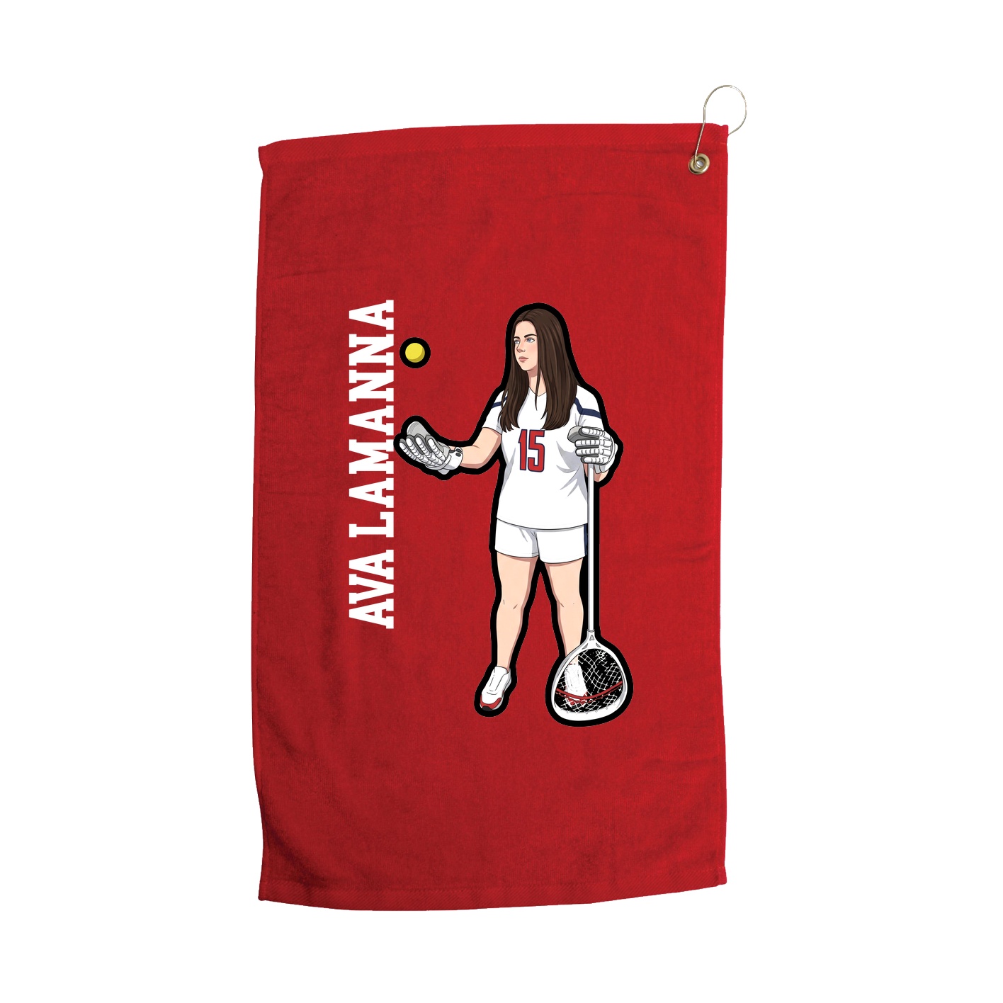 Golf Towel — Name Vertical in Red