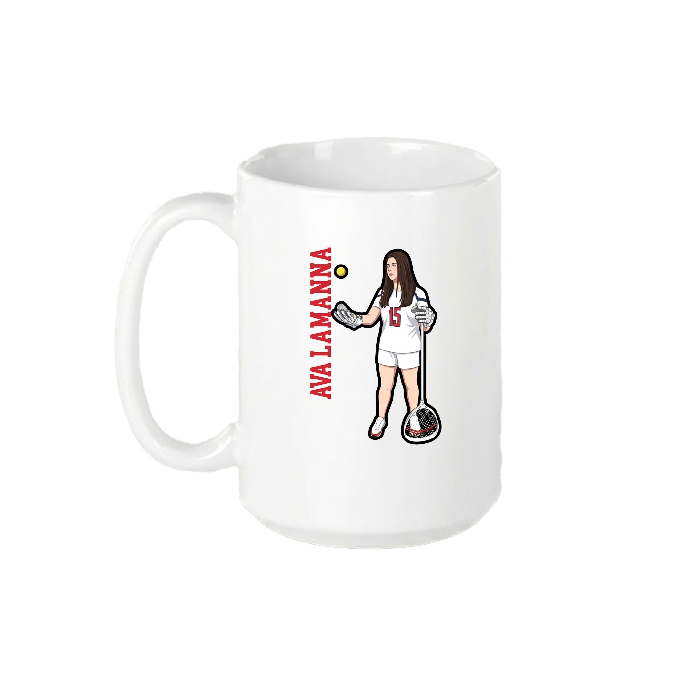 15oz Coffee Mug — Name Vertical in White