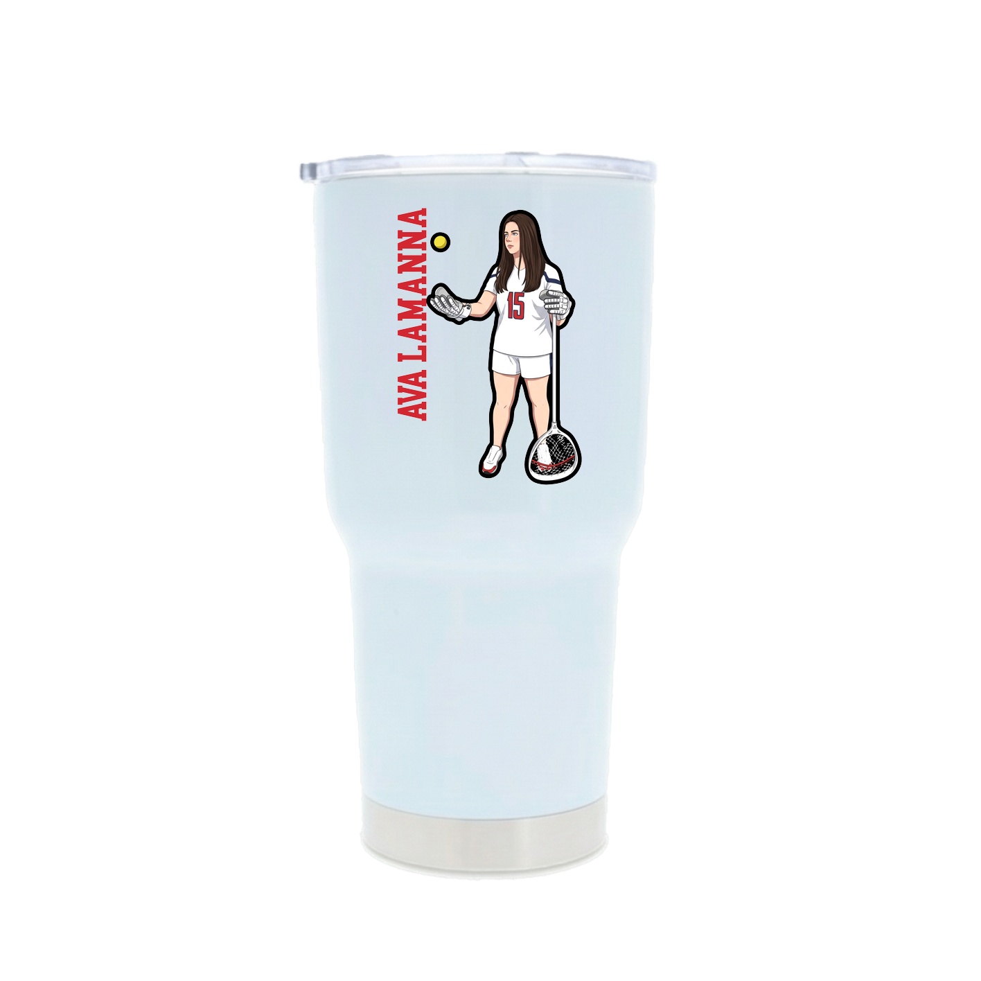 30oz Stainless Steel Tumbler — Name Vertical in White