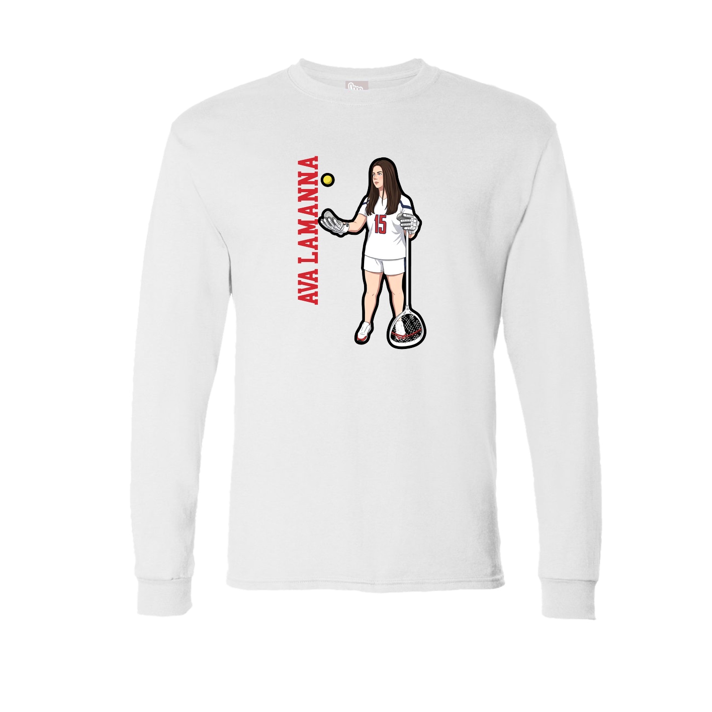 Long Sleeve Tee — Name Vertical in White