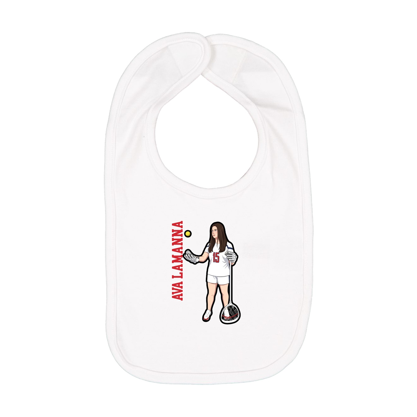 Infant Bib — Name Vertical in White