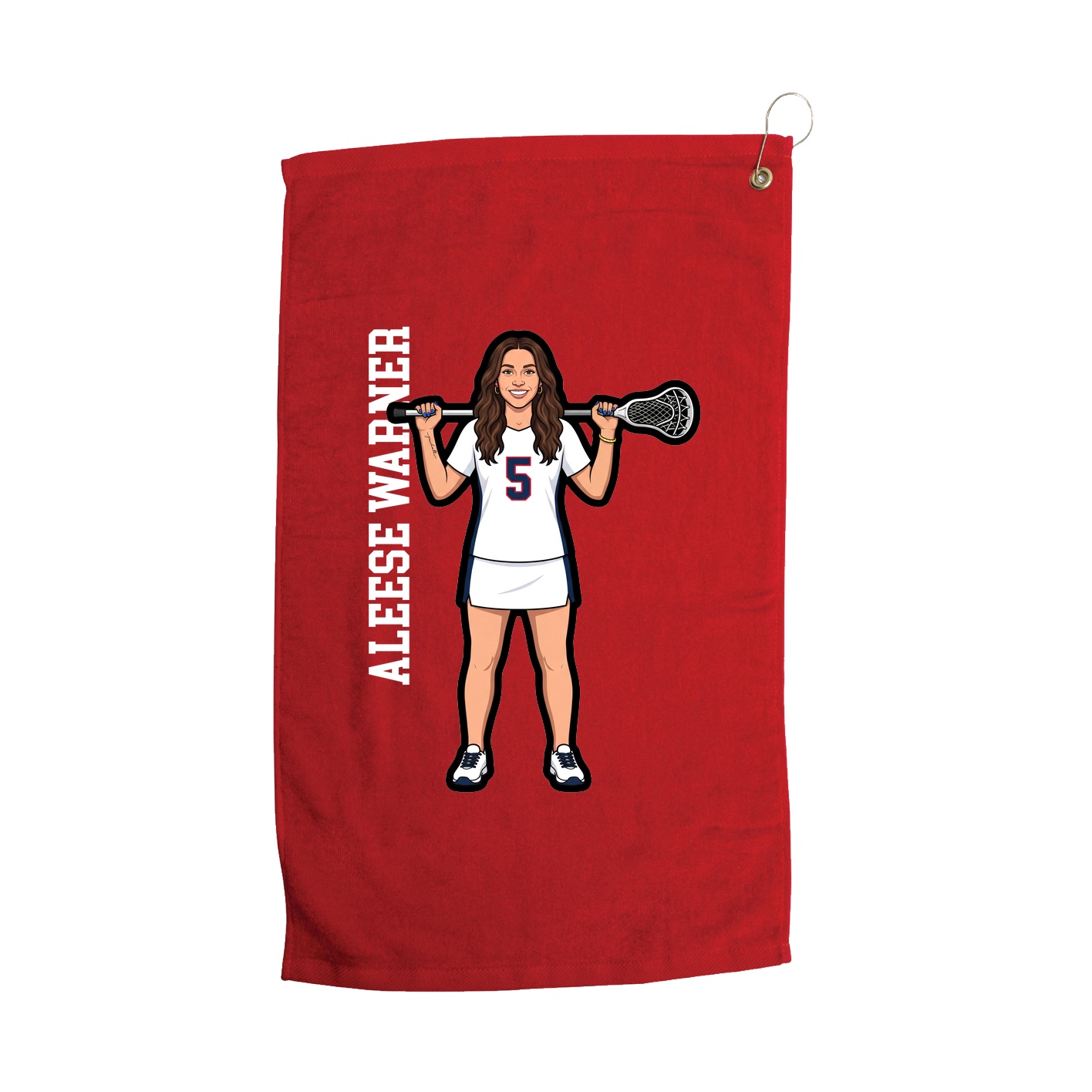 Golf Towel — Name Vertical in Red