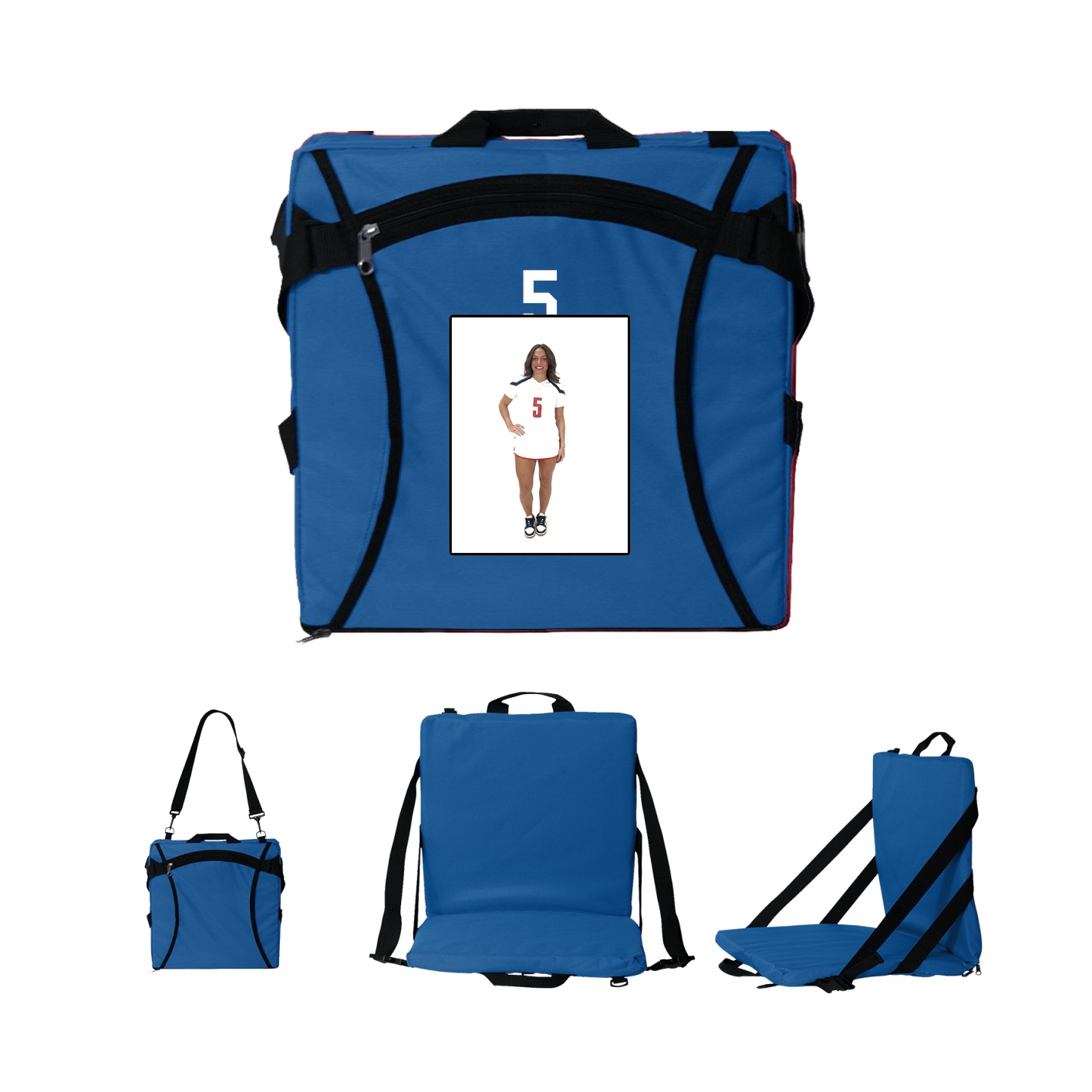 Folding Stadium Seat — Number Top in Royal