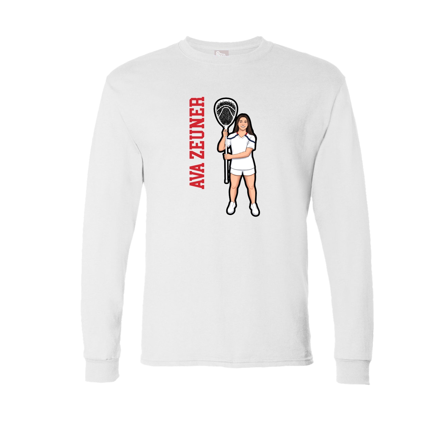 Long Sleeve Tee — Name Vertical in White