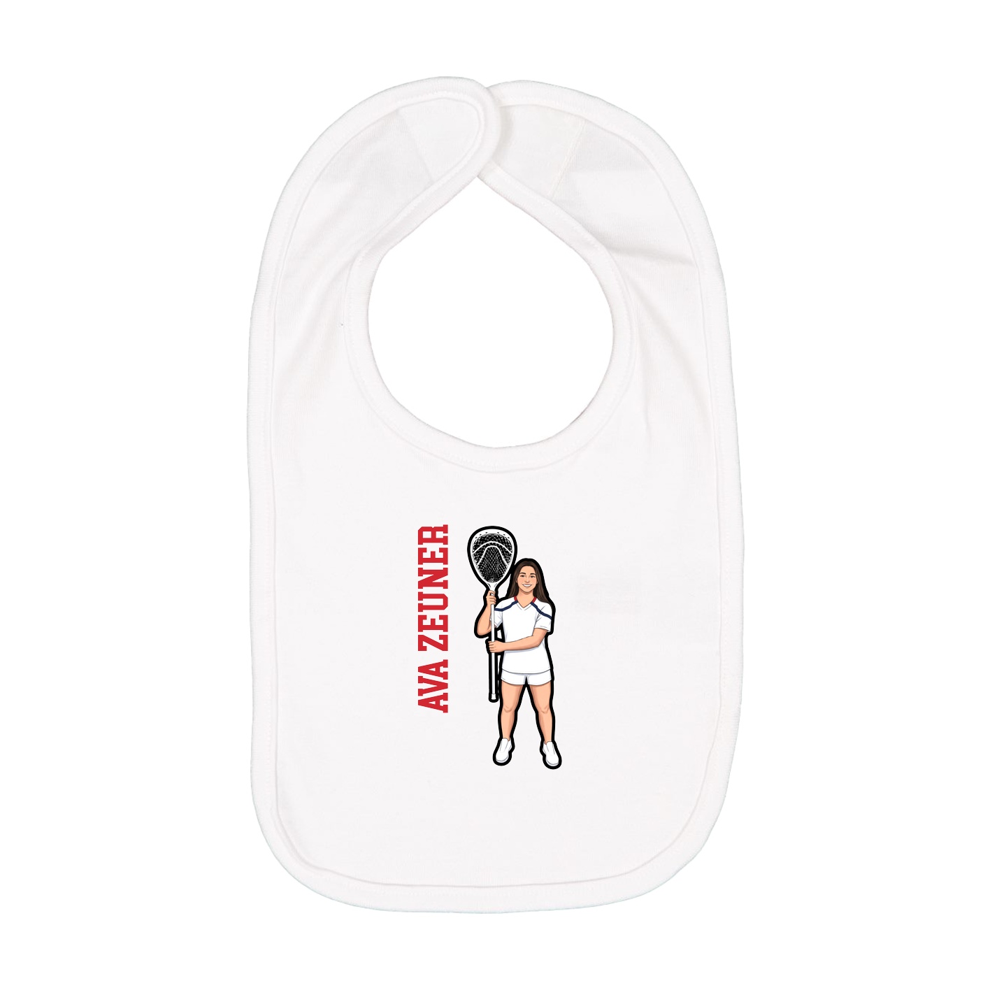 Infant Bib — Name Vertical in White